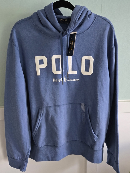 Polo Ralph Lauren Other - Polo by Ralph Lauren Blue Logo Hoodie Medium Unisex Pullover NWT Front Pocket